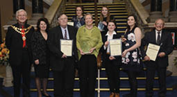 Herefordshire Community Champions awards presentation evening  Town Hall  Hereford  Friday 16th March  2018  Category winners with Chairman of the Council Brian Wilcox  back from left   Emma Jones  Millie McCarthy  SYM   front  Councillor Brian Wilcox  Julie Cartmell  David Sheppard  Karen Usher  Zack Godfrey  Georgie Westaway  Edgar Whiteley 