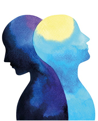 bipolar disorder mind mental health connection watercolor painting illustration hand drawing design symbol