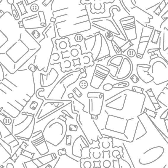 Seamless pattern with plastic waste  Line style vector illustration