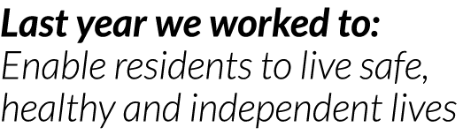 Last year we worked to  Enable residents to live safe  healthy and independent lives